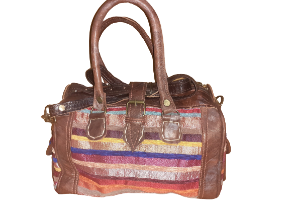 Bolso Salchichón cuero-tela Panamá-0