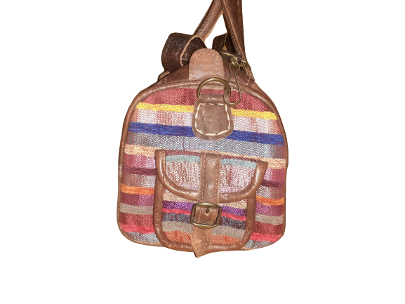 Bolso Salchichón cuero-tela Panamá-1