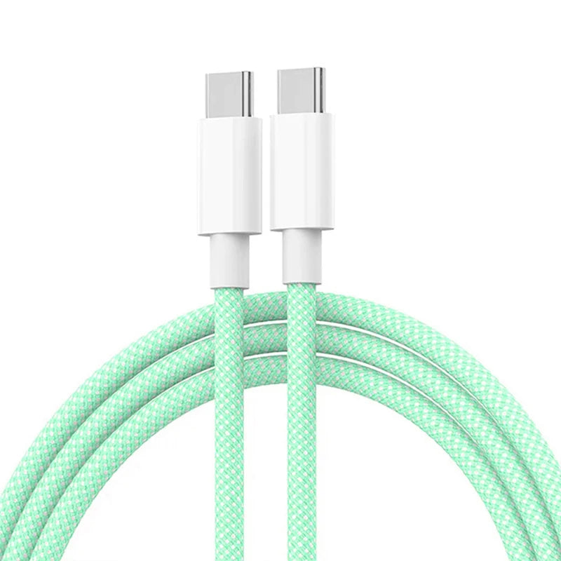 PD 60W Tipo C a Tipo C Cable de color para iphone 15 15pro Carga rápida para Xiaomi Samsung Huawei Tipo C Cable de tejido 1M 2M 3M