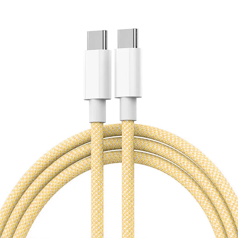 PD 60W Tipo C a Tipo C Cable de color para iphone 15 15pro Carga rápida para Xiaomi Samsung Huawei Tipo C Cable de tejido 1M 2M 3M