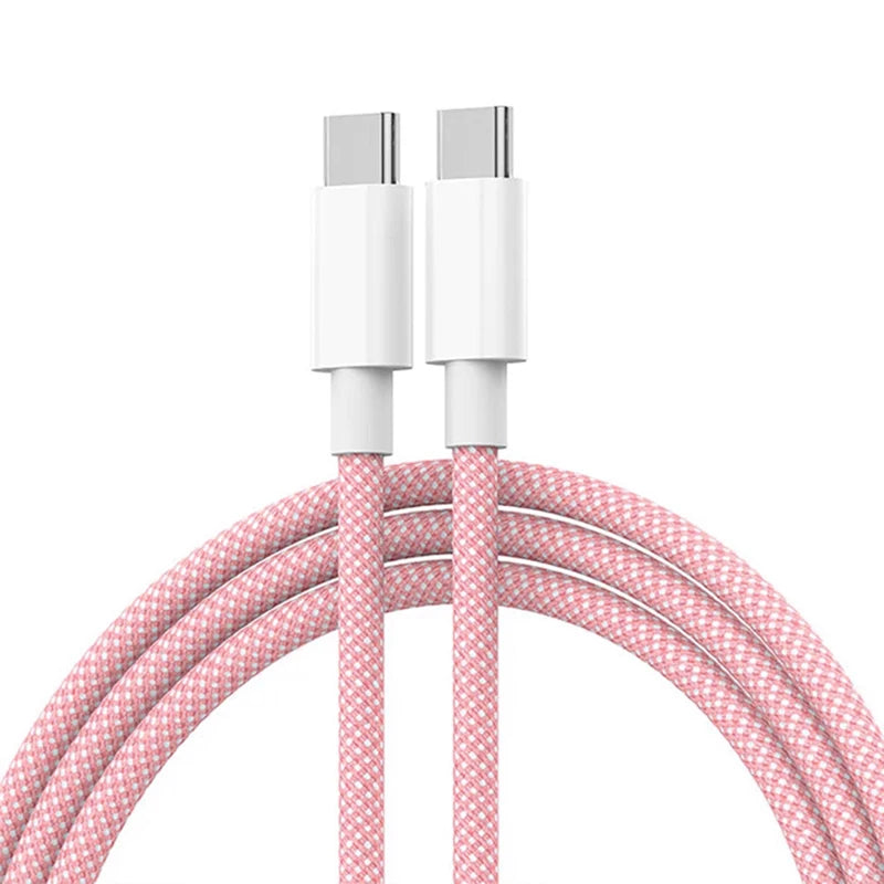 PD 60W Tipo C a Tipo C Cable de color para iphone 15 15pro Carga rápida para Xiaomi Samsung Huawei Tipo C Cable de tejido 1M 2M 3M