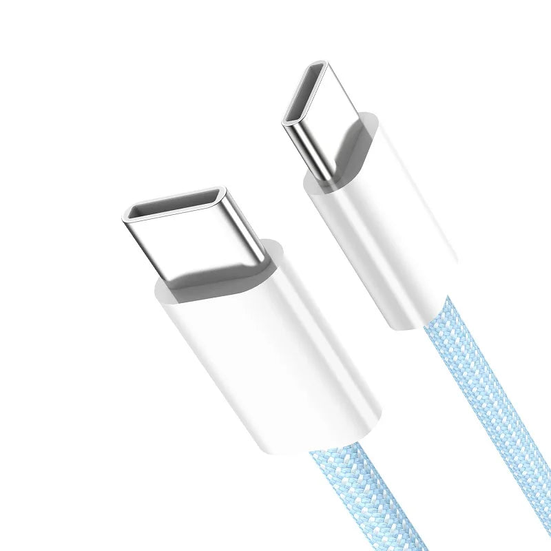 PD 60W Tipo C a Tipo C Cable de color para iphone 15 15pro Carga rápida para Xiaomi Samsung Huawei Tipo C Cable de tejido 1M 2M 3M