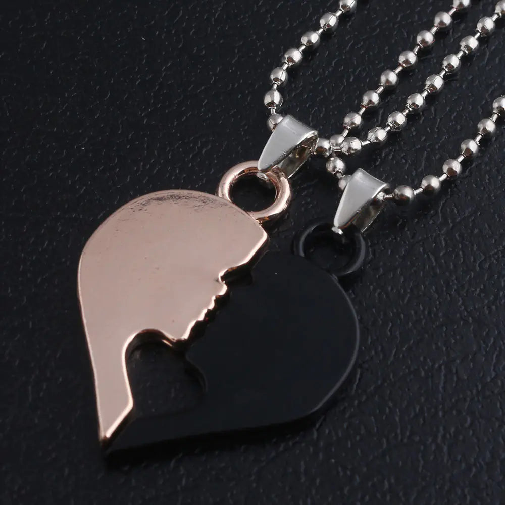 Collar de rompecabezas de corazón para parejas - Su reina, su rey