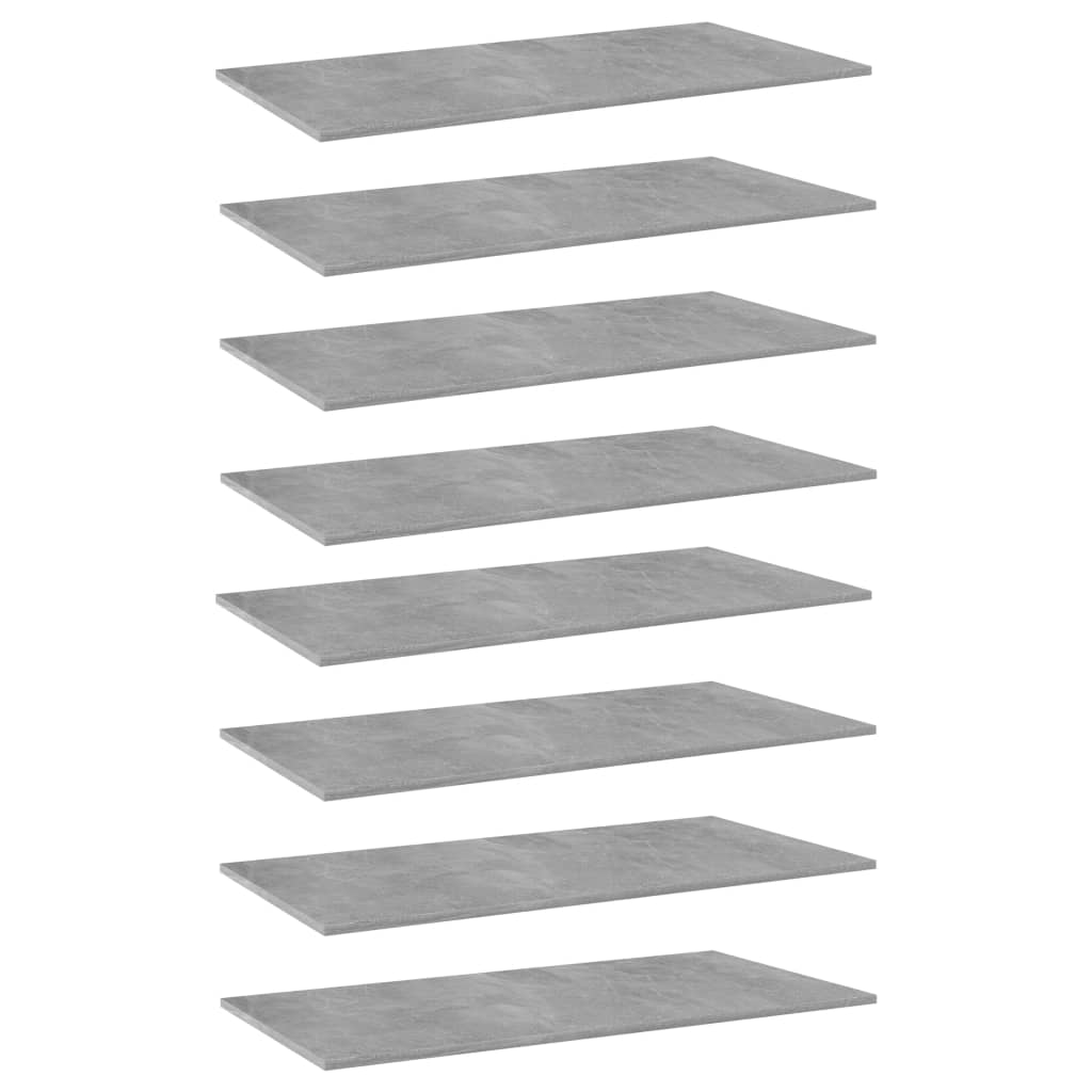 NNEVL Bookshelf Boards 8 pcs Concrete Grey 80x20x1.5 cm Chipboard-0