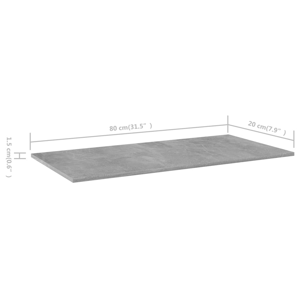 NNEVL Bookshelf Boards 8 pcs Concrete Grey 80x20x1.5 cm Chipboard-4