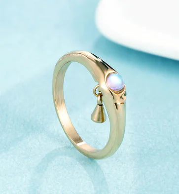 Anillo de acero de titanio minimalista de perlas tridimensionales