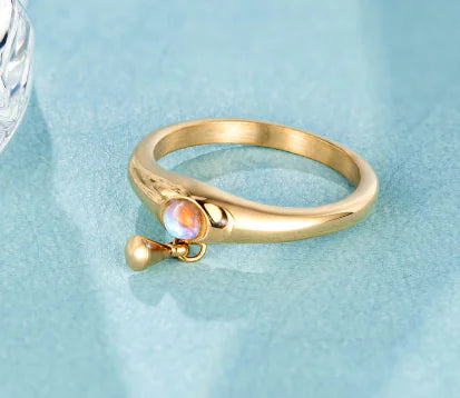 Anillo de acero de titanio minimalista de perlas tridimensionales