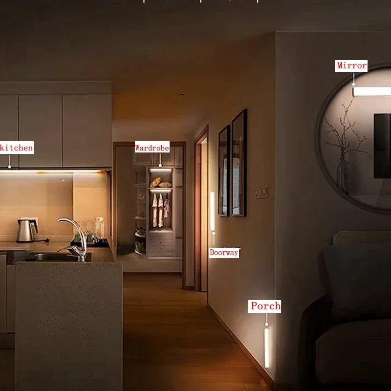 Luz nocturna LED con sensor de movimiento inalámbrico Lámpara recargable USB-C para armario, armario, cocina, escaleras, armario, luz de fondo de la habitación