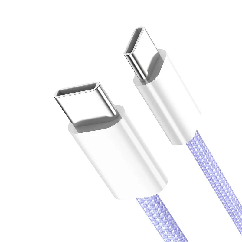 PD 60W Tipo C a Tipo C Cable de color para iphone 15 15pro Carga rápida para Xiaomi Samsung Huawei Tipo C Cable de tejido 1M 2M 3M