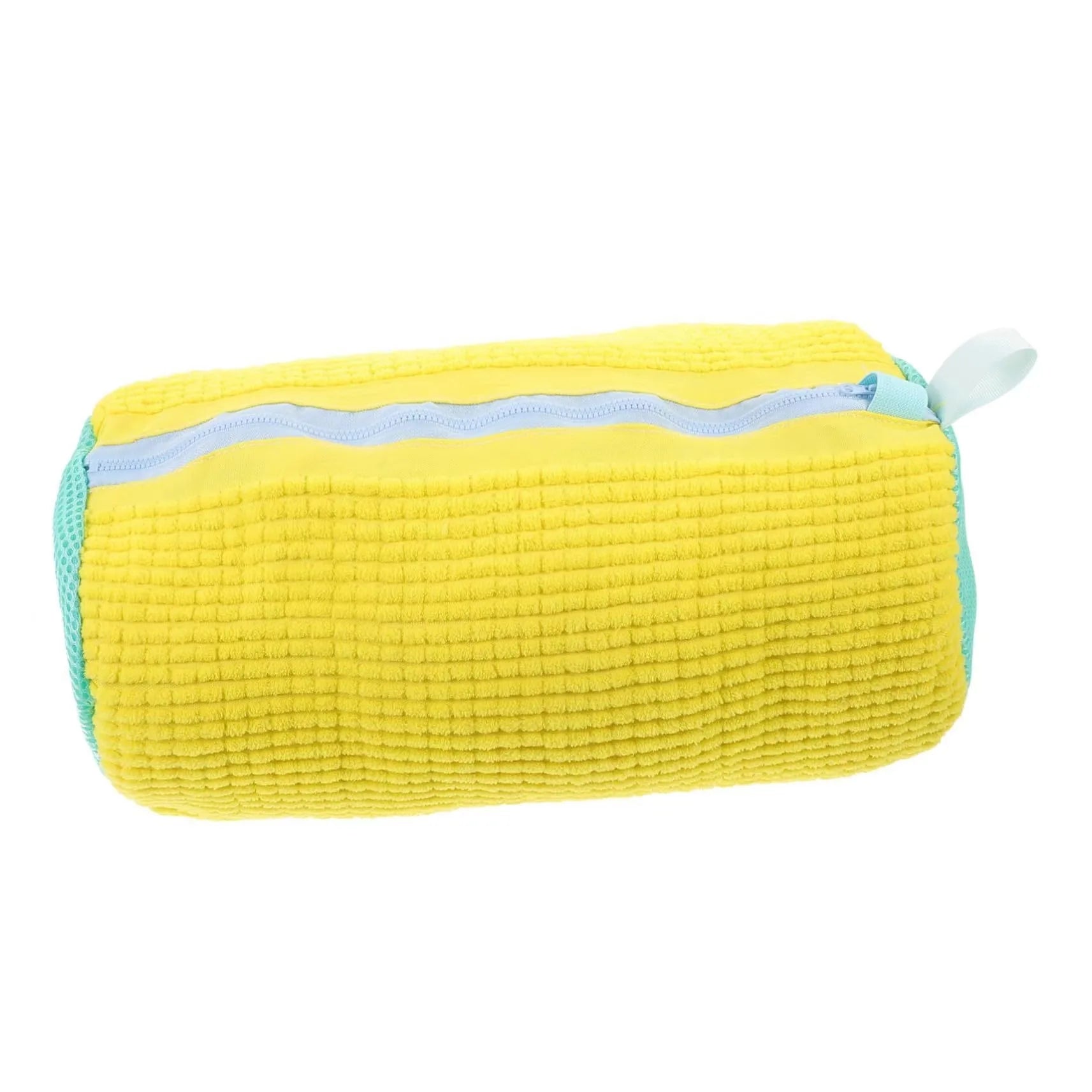 Bolsa de lavadora de zapatos duradera para todo tipo de zapatos: amarilla con cremallera azul, ideal para zapatillas y zapatos