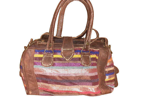 Bolso Salchichón cuero-tela Panamá-2