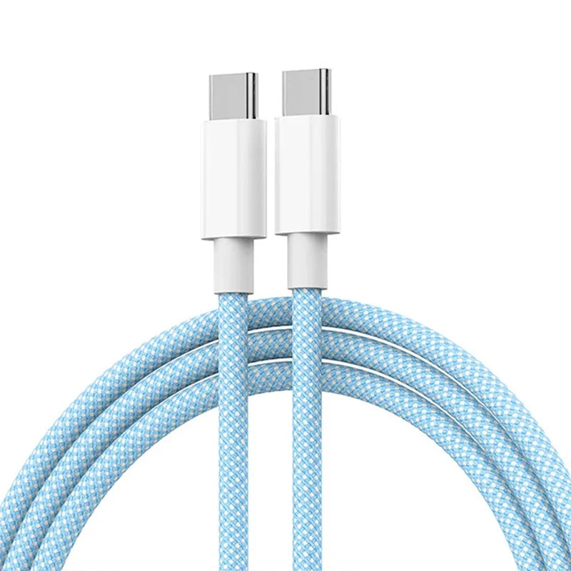 PD 60W Tipo C a Tipo C Cable de color para iphone 15 15pro Carga rápida para Xiaomi Samsung Huawei Tipo C Cable de tejido 1M 2M 3M