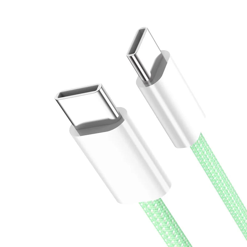 PD 60W Tipo C a Tipo C Cable de color para iphone 15 15pro Carga rápida para Xiaomi Samsung Huawei Tipo C Cable de tejido 1M 2M 3M